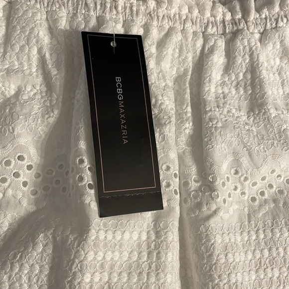 BCBG Maxazria Woven white Small long skirt with two tier ruffle bottom NWT - Picture 2 of 8